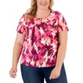 thumbnail image 1 of Karen Scott Plus Size Retro Wash Printed Top Steel Rose 1X, 1 of 1