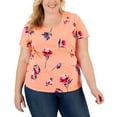 thumbnail image 1 of Karen Scott Plus Size Short Sleeve Printed Top Shell Pink 0X, 1 of 1