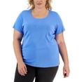 thumbnail image 1 of Karen Scott Plus Size Short Sleeve Scoop Neck Top Blue 4X, 1 of 1