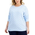 thumbnail image 1 of Karen Scott Plus Size Simple Dot Fleece Sweatshirt Nantucket 0X, 1 of 1