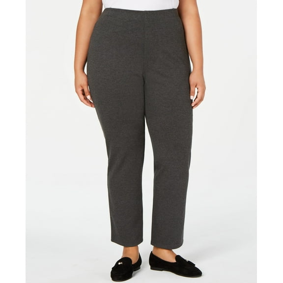 Karen Scott Plus Size Straight Leg Pants Charcoal Heather 1X
