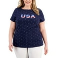 thumbnail image 1 of Karen Scott Plus Size T-Shirt Blue Combo 3X, 1 of 1