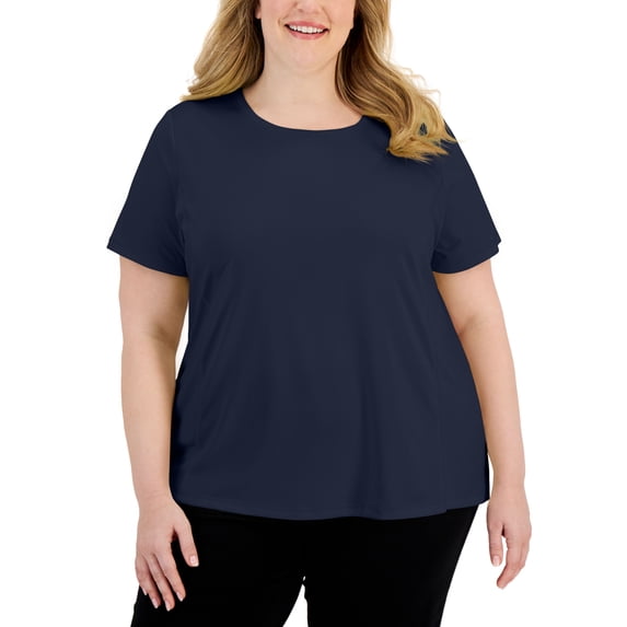 Karen Scott Plus Size T-Shirt Intrepid Blue 4X