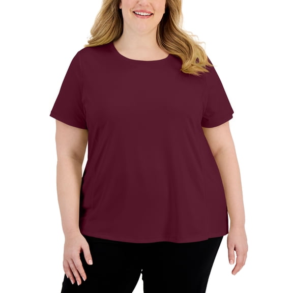 Karen Scott Plus Size T-Shirt Malbec 4X