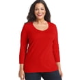 thumbnail image 1 of Karen Scott Plus Size Three Quarter Sleeve V Neck Tee Garden Radiance L, 1 of 1