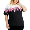 thumbnail image 1 of Karen Scott Plus Size Valerie Floral Top Deep Black 0X, 1 of 1