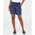 thumbnail image 1 of Karen Scott Printed Drawstring Shorts Blue Combo XS, 1 of 1