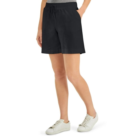 Karen Scott Pull On Knit Shorts Smoke Grey XS