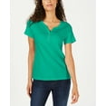 thumbnail image 1 of Karen Scott Short Sleeve Henley Top Coastline Teal XS, 1 of 1