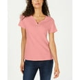 thumbnail image 1 of Karen Scott Short Sleeve Henley Top Coral Ice S, 1 of 1