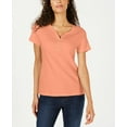 thumbnail image 1 of Karen Scott Short Sleeve Henley Top Pacific Coral XL, 1 of 1
