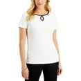 thumbnail image 1 of Karen Scott Short Sleeve Keyhole Boat Neck Top Bright White S, 1 of 1