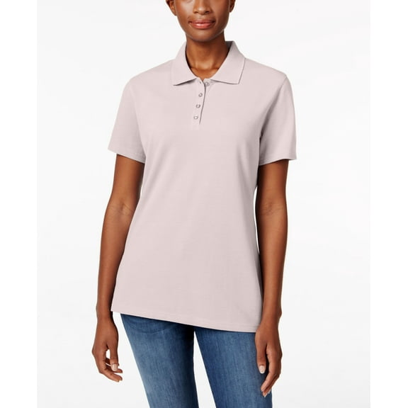 Karen Scott Short Sleeve Polo Top Blush PXS