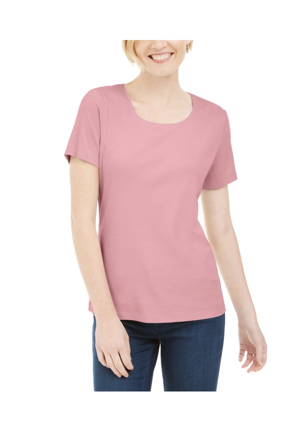 Short Sleeve Scoop Neck Top Boca Blush S