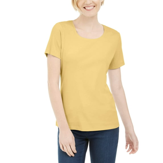Karen Scott Short Sleeve Scoop Neck Top Citron Aura 2XL