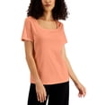 thumbnail image 1 of Karen Scott Solid Square Neck Cotton Top Pacific Coral XS, 1 of 1