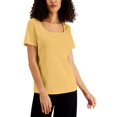 thumbnail image 1 of Karen Scott Solid Square Neck Cotton Top Warm Gold 2XL, 1 of 1