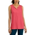 thumbnail image 1 of Karen Scott Split Neck Sleeveless Tunic Peony Coral L, 1 of 1