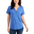 thumbnail image 1 of Karen Scott Split Neck Space Dyed Top Vibrant Blue S, 1 of 1