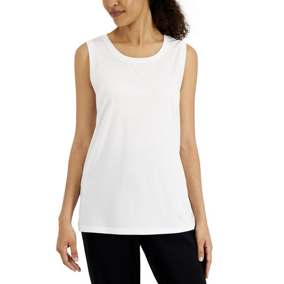 Karen Scott Womens Tunic Tank Top Bright White S
