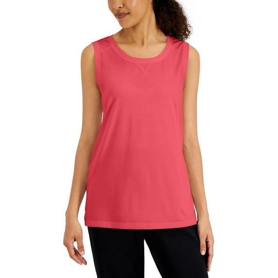 Karen Scott Womens Tunic Tank Top Peony Coral XS