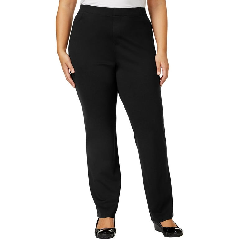 Karen Scott Sport Womens Plus Comfort Stretch Pants Black 1X