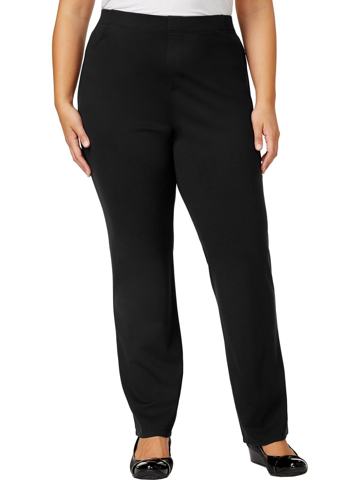 Karen Scott Sport Womens Plus Comfort Stretch Pants Black 2X