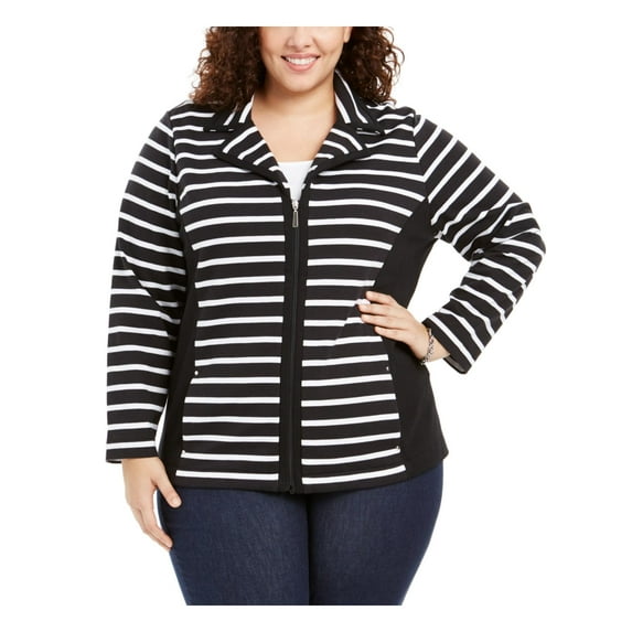 Karen Scott Sport Womens Plus Striped Fitness Protective Jacket