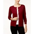 thumbnail image 1 of Karen Scott Studded Long Sleeve Cardigan Merlot S, 1 of 1