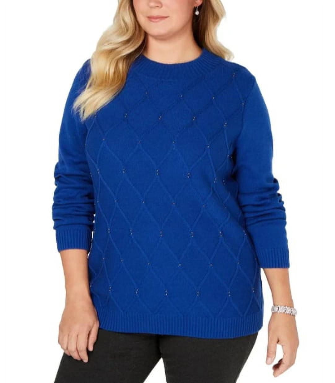 Karen Scott Womens Cotton Mixed Stitch Sweater Charcoal Size Extra Large