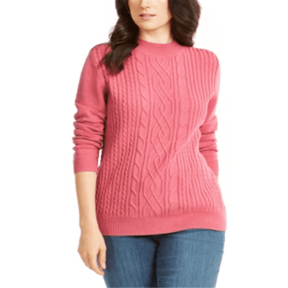 Karen Scott Women's Cable Knit Mock Neck Sweater Pink Size XX-Large