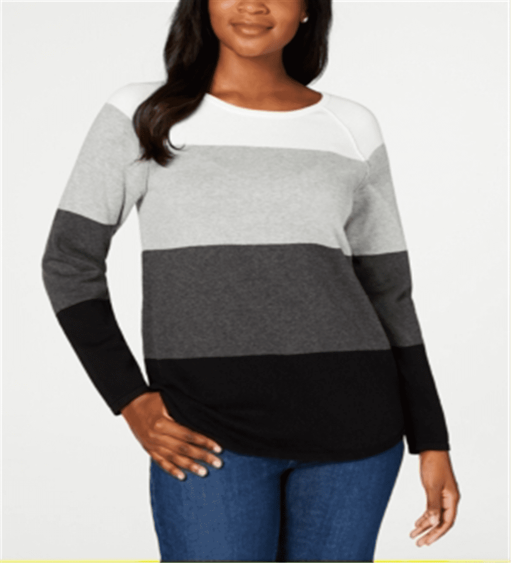 Karen Scott Womens Colorblocked V Neck Cotton Sweater Brightblue Size 2 Extra Large