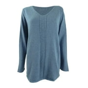 Karen Scott Women's Cotton Cable-Knit Sweater (XS, Heather Indigo)