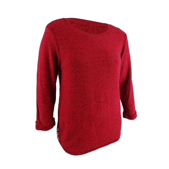 Karen Scott Women's Cotton Marled Sweater (XL, New Red Marled)