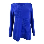 Karen Scott Women's Cotton Mixed-Stitch Sweater (M, Bright Blue)