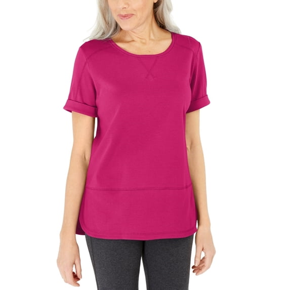 Karen Scott Women's Cotton Topstitched Top Pink Size Medium