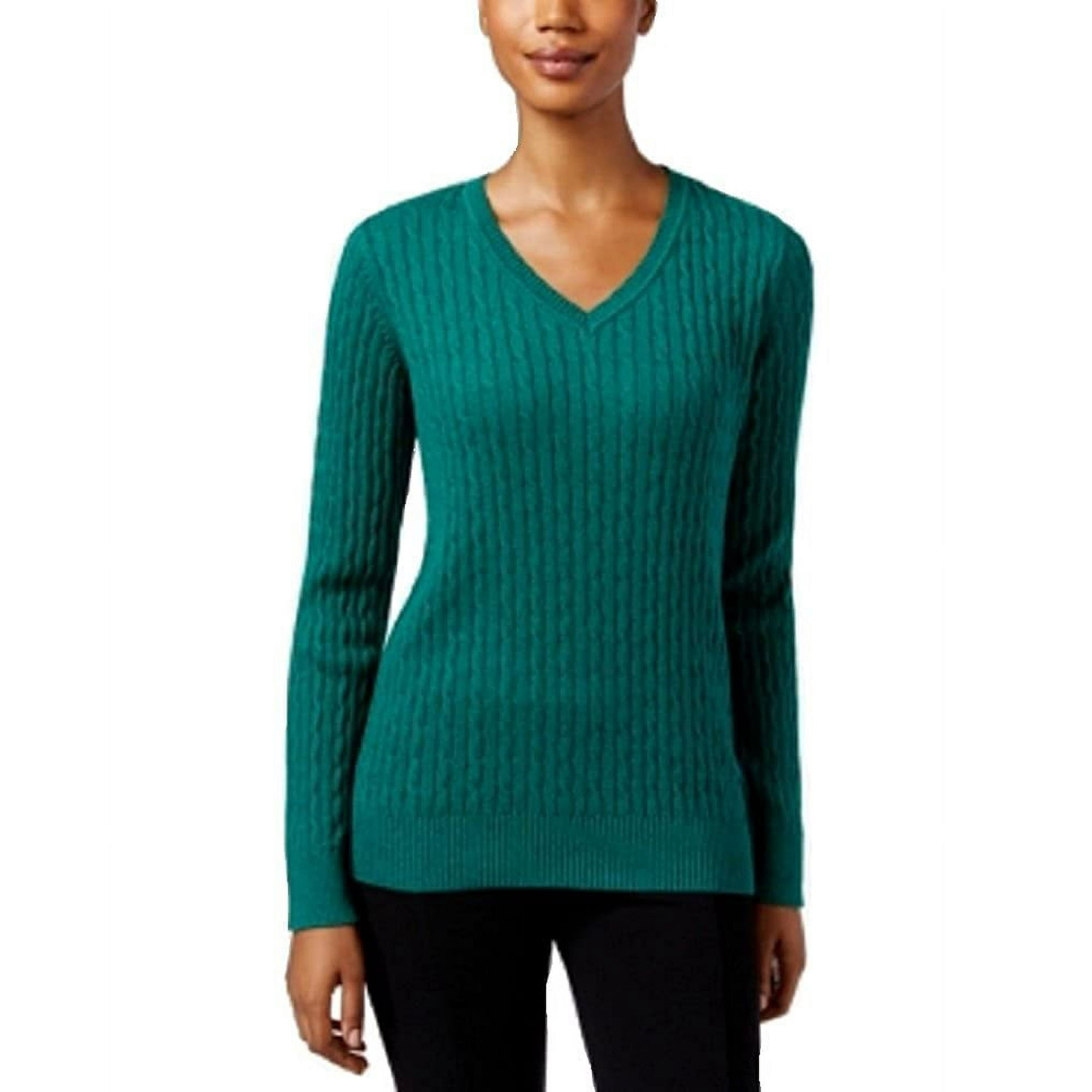 Karen Scott Women's Cotton V-Neck Sweater Green Size Extra Large -  Walmart.com