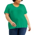 thumbnail image 1 of Karen Scott Women's Cotton V Neck Top Green Size 2X, 1 of 3