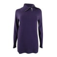 thumbnail image 1 of Karen Scott Women's Cotton Zip-Neck Sweater (XS, Purple Dynasty), 1 of 2