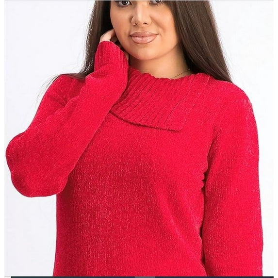 Karen Scott Women's Cowlneck Chenille Sweater Red Size XX-Large
