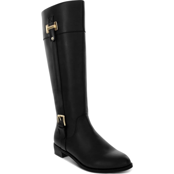 Karen Scott Womens Deliee 2 Faux Leather Riding Boots Black 9.5 Medium (B,M)