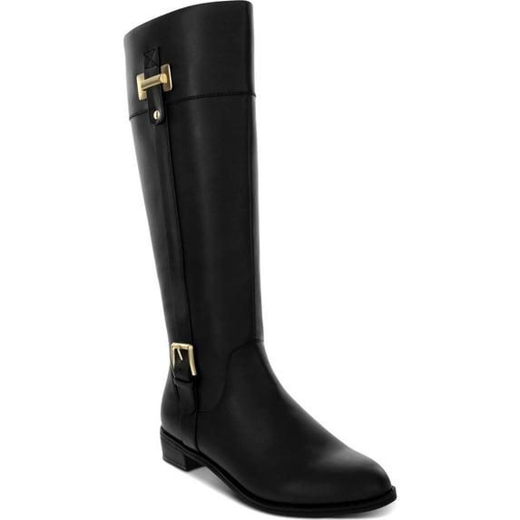 Karen Scott Women's Deliee2 Leather Almond Toe Knee High Fashion Boots Black Size 8
