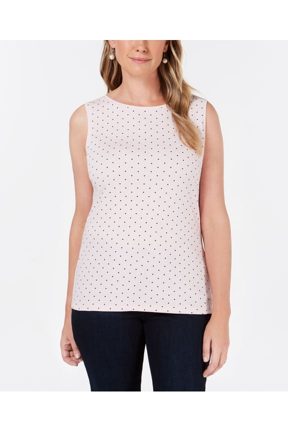 Dotted Boat Neck Shell Blush M