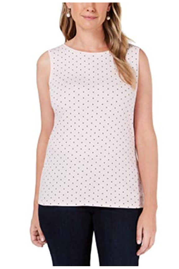 Dotted Boat-Neck Shell Pink Blush S