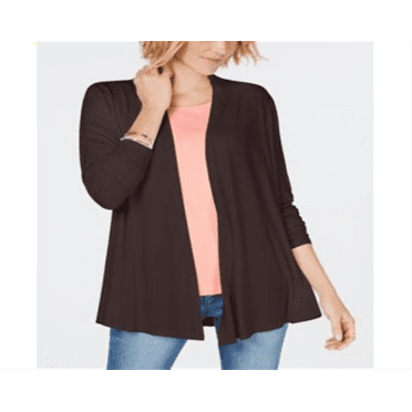 Karen Scott Women's Draped Open Front Cardigan  Brown Size X-Large