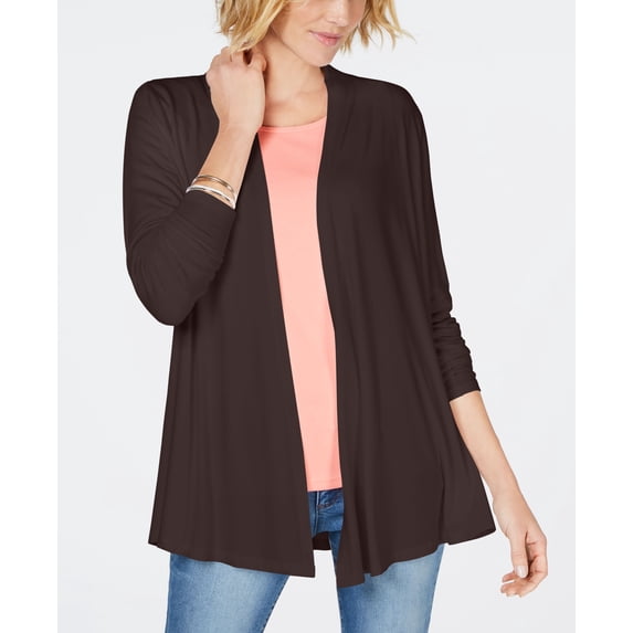 Draped Open-Front Cardigan Chocolate XXL
