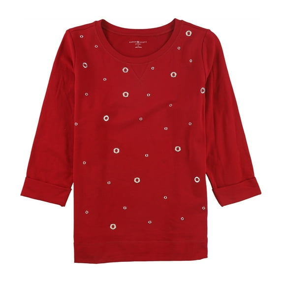 Karen Scott Women's Embellished Sweatshirt Red Size Large