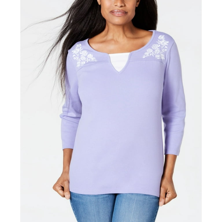 Karen scott best sale embroidered tops