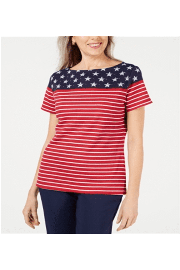 Women's Flag Colorblocked Top Red Size Petite Medium