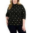 thumbnail image 1 of Karen Scott Women's Holiday Printed Mock Neck Top Black Size 0X, 1 of 3